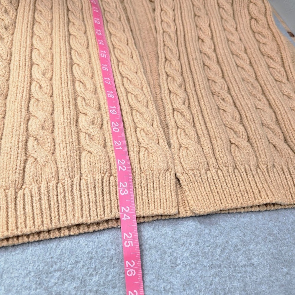Vintage 80s Paul James Cable Knit Cardigan M Tan Open Front 100% Wool England UK - Picture 5 of 7